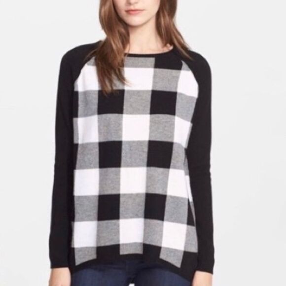 Autumn Cashmere Black/White Crew Neck Buffalo Check Sweater Size XS - Picture 4 of 4